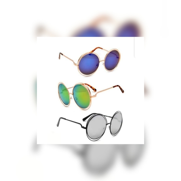 Round Mirrored Sunglasses  - Green - Picture 4 of 4